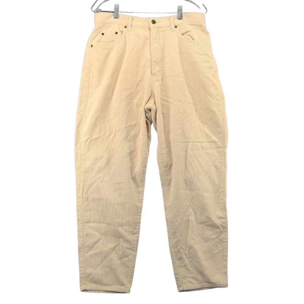 Eddie Bauer Corduroy Pants Womens Size 14P Cream 5 Pocket Belt Loops